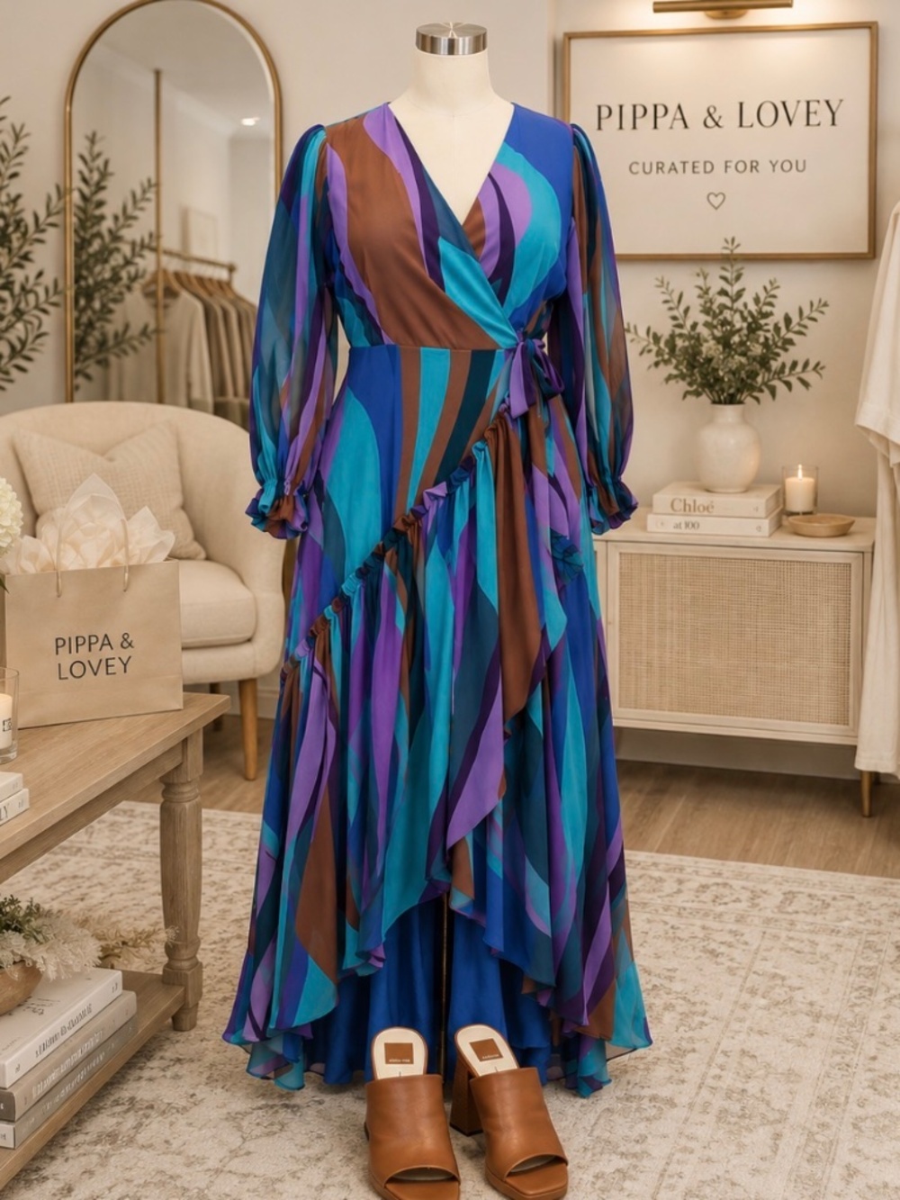 Hutch/ Anthropologie Multicolor Abstract Print Flowy Maxi Dress — Size 2X — NWT